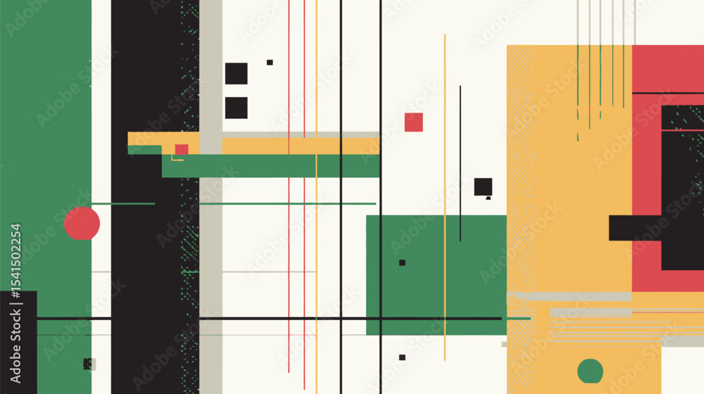 Poster abstract geometric shapes overlay diverse planes creating modern composition