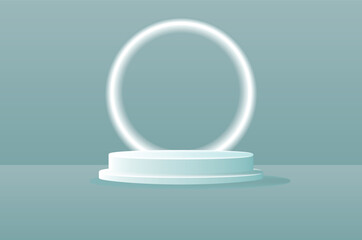 Minimal Cylindrical Podium Display Mockup – Vector Illustration