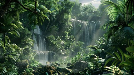 panoramic view of the beautiful green jungle, green nature view, green nature in the forest