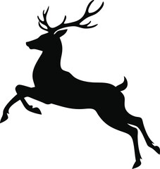 Deer silhouette jumping isolated on white background