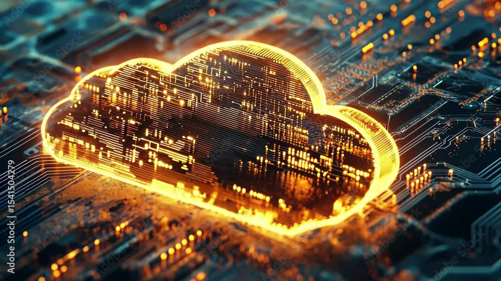 Poster explore the innovative world of cloud technology with secure digital infrastructure and advanced dat
