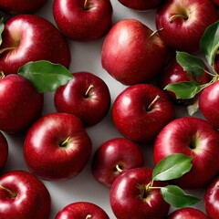 Vibrant red apples are displayed in a top-down view, highlighting their fresh appearance against a backdrop of apple fruits SEAMLESS PATTERN