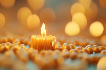 World Religion Day Concept with Glowing Candles in Darkness