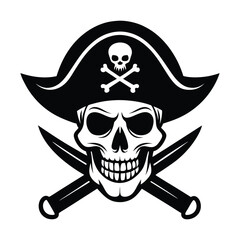 pirate skull and crossbones Vector icon isolated on white background