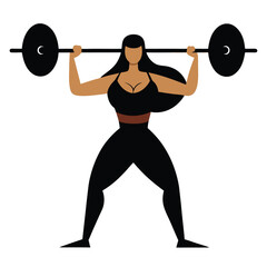 young woman lifting weights, workout in the gym icon isolated on white background