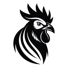 head of a rooster silhouette icon isolated on white background