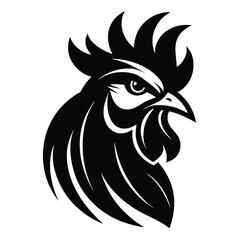 vector illustration of a rooster silhouette icon isolated on white background