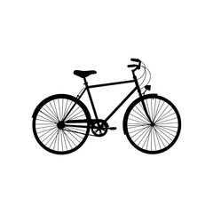 Fototapeta premium Black bicycle silhouette with classic design on white background 
