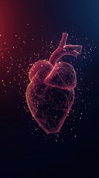 Digital Artwork of a Human Heart with Glowing Particles