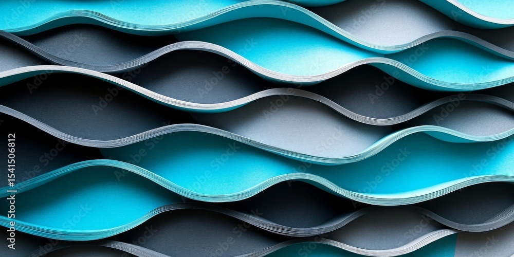 Poster elegant teal and charcoal gray wave patterns abstract background for modern art and design projects