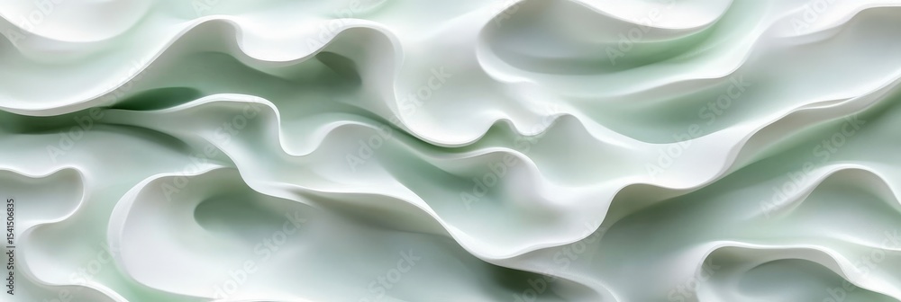 Poster light mint 3d wave texture pattern, seamless abstract background for minimalist design and text