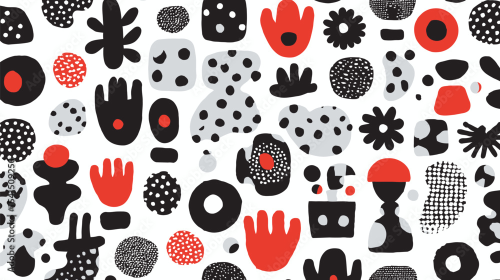 Aufkleber abstract shapes repeat boldly across the seamless white canvas pattern backdrop