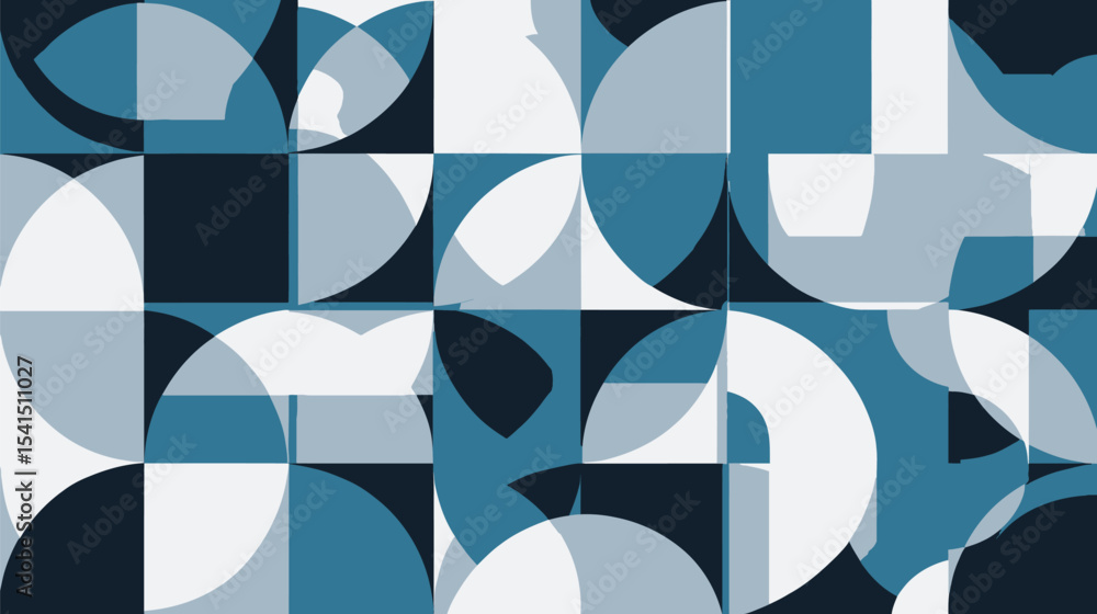 Poster geometric shapes overlap artfully in shaded square block formation digitally