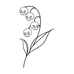 creepy skull flower outline