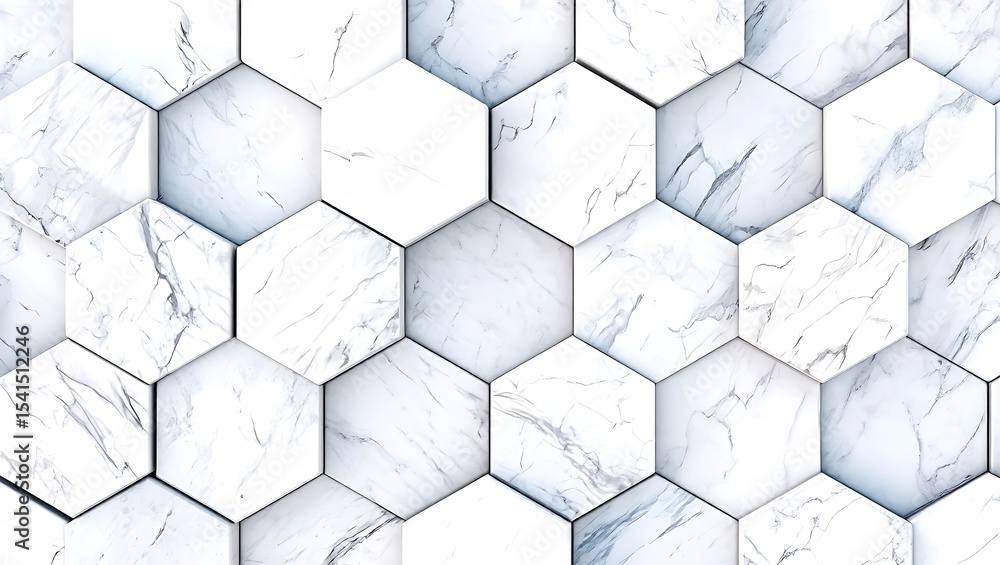Poster elegant hexagon marble tiles seamless pattern modern white and gray geometric texture background for