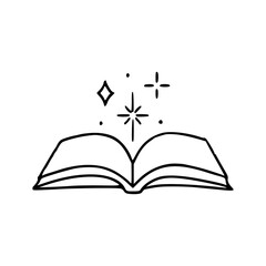 magic open book with sparkles
