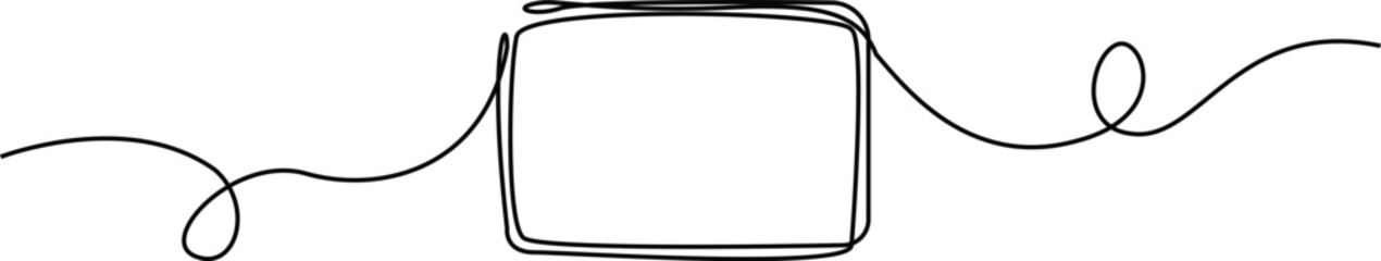 Obraz premium Continuous line drawing of a black square. One-line icon of a geometric frame. A sketch of a rectangular frame. editable stroke vector illustration
