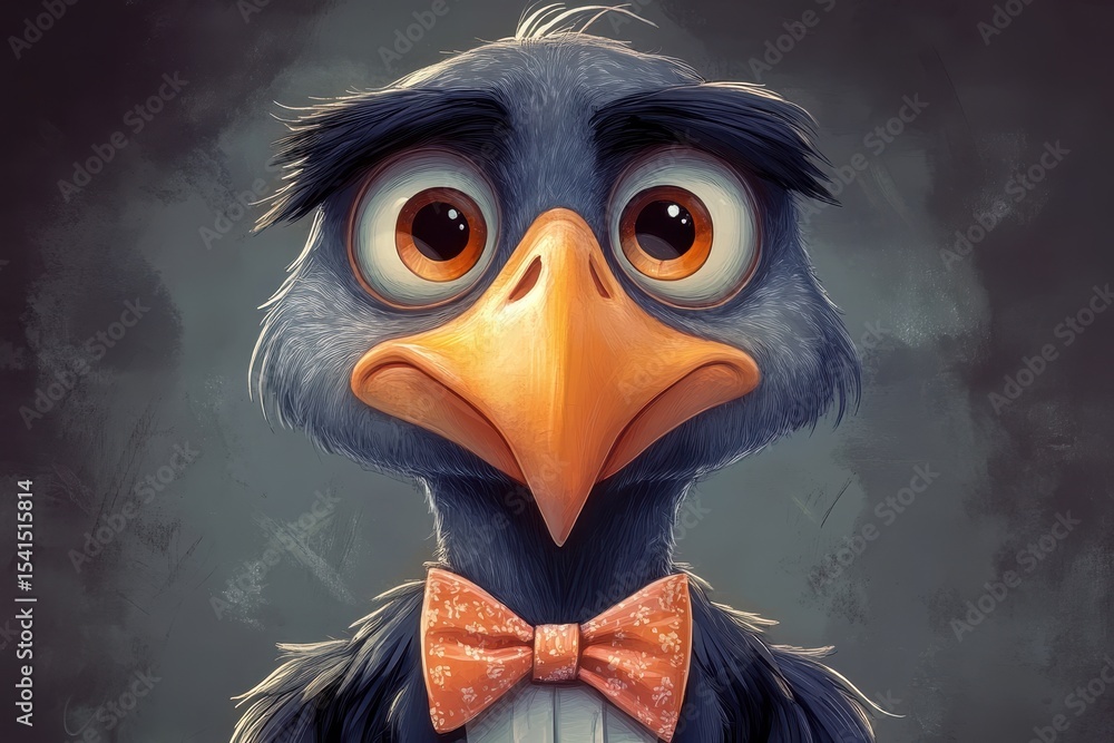 Poster edgy character with a bow tie features a distinct design and playful expression