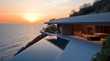 Stunning Luxury Beachfront Villa with Modern Design, Vibrant Sunset, and Breathtaking Ocean Views
