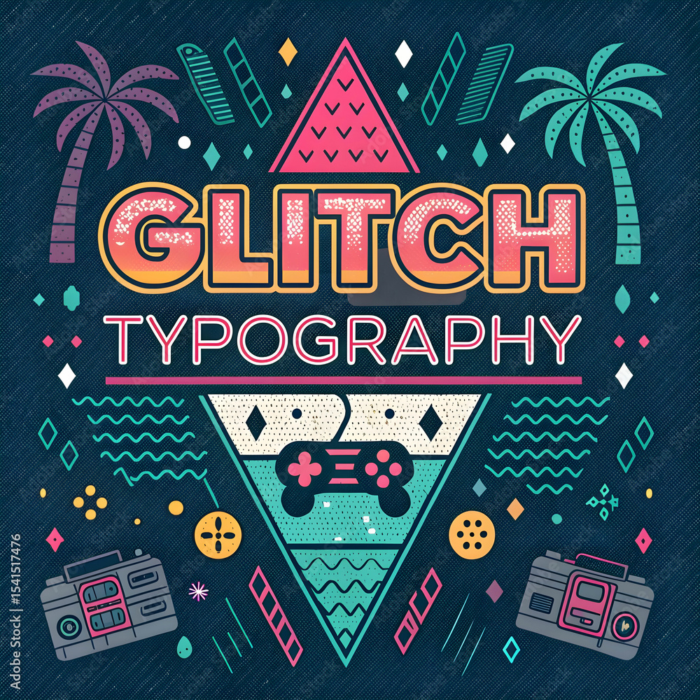Fototapete glitchy pixel style text design for tech or vaporwave themes