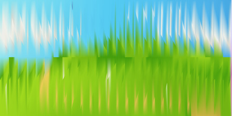 A refreshing vector illustration of a blue and green abstract glass distortion background with vertical streaks and a fluid gradient effect. This background evokes a sense of nature and freshness