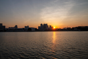 guangzhou city skylin at sunset