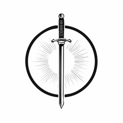 Katana Samurai Sword Logo Design Template Vector Illustration on white background.