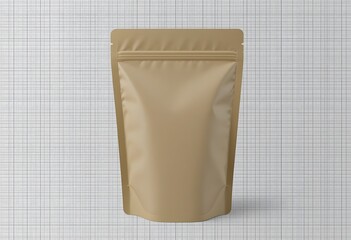 Minimalist Kraft Paper Stand-Up Pouch with Resealable Zipper on Transparent Background
