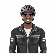 Man in Black Jacket and Black Helmet Standing Image vector isolated on white background