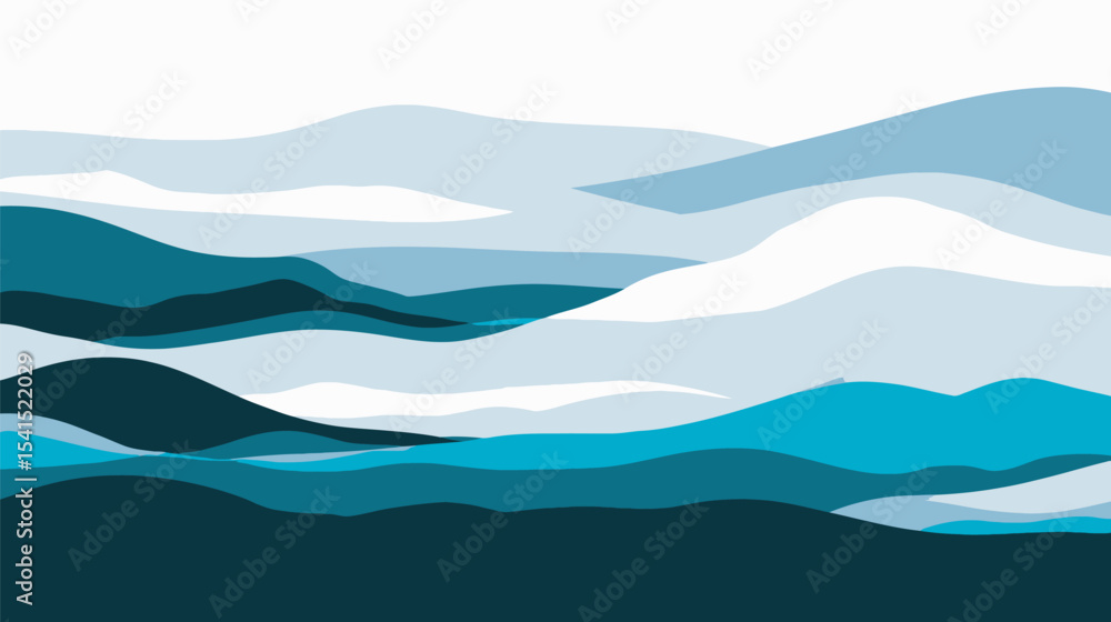 Poster abstract azure mountains overlap creating serene wavy landscape background detail