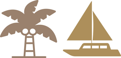 ヤシの木　ヨット　アイコン