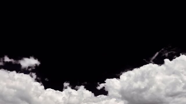 Soft fluffy clouds drifting in a transparent sky background. Time-lapse footage with embedded alpha channel for easy compositing.