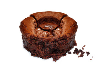 Soft chocolate lava brownie with a rich, crispy texture contrasting with the melt-in-your-mouth chocolate filling. The aroma invites you to take a bite.