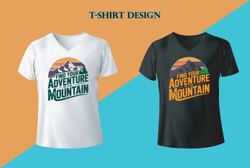 "Adventure In The Mountain" T Shirt Design vector