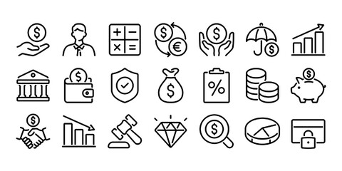 Money, payment and finance editable stroke outline icon isolated on white background flat vector illustration.