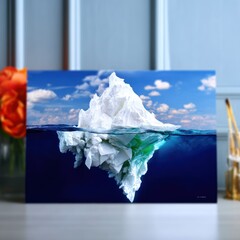 Melting Iceberg in Blue Ocean