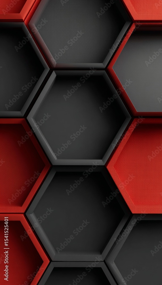 Poster stunning elegant abstract background in black and red featuring modern hexagonal shapes and patterns