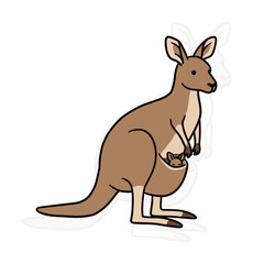 Vector Kangaroo Illustration: Wildlife Animal, Australian Icon, Cartoon Style, Flat Design, Simple