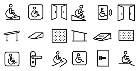 Accessibility linear icons set – flat, outline, disability and inclusive design symbols
