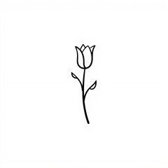 A simple line illustration of a flower bud on a stem, with minimal lines and a clean, elegant composition.