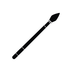 A black and white icon of a makeup brush.