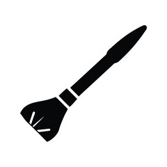 A black and white icon of a makeup brush.