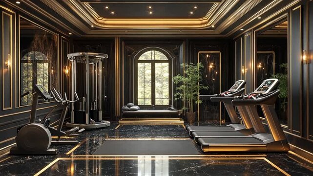 Luxury Home Gym Design: Black, Gold, and Fitness Perfection