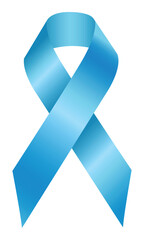 Light blue ribbon symbol of prostate cancer. Light blue ribbon, cancer awareness symbol. Men's Health, world diabetes day. Blue ribbon for people cancer. Awareness blue cancer ribbon. Vector  