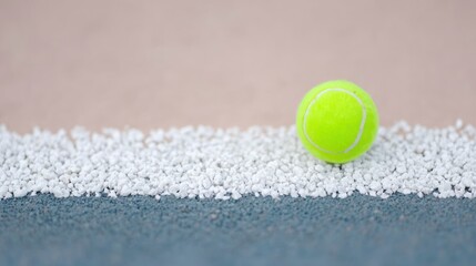 Close Up of Tennis Ball on Court Line