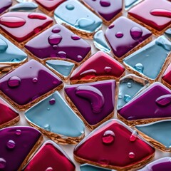 Colorful Glass Mosaic Texture with Purple, Red and Blue Pieces