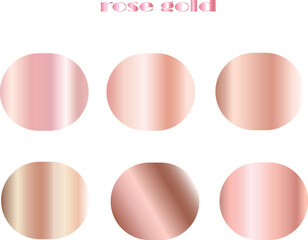 Rose Gold Color Palette Swatches with Metallic Gradient Circles on White Background