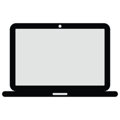 Laptop Vector Icon, Flat Computer Silhouette Design.