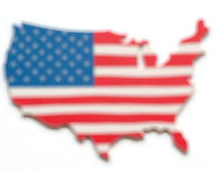 Blurred Artistic Representation of the United States Flag on a Map