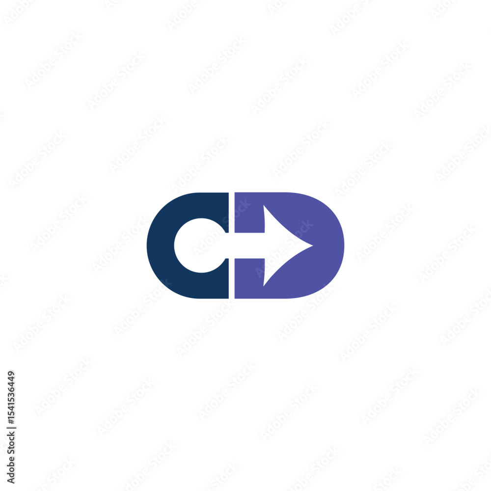 Fototapete clean cd monogram paired with a sleek forward arrow simple sign for a tech or media company.